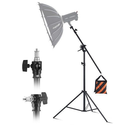 VEVOR Luftgepolstertes Aluminium Lichtstativ, 3900 mm, mit Auslegerarm, Tragkraft 5 kg, 6,35 mm Schraube für Softbox, Blitz, YXJYHJ3M1JZ0RULPYV0