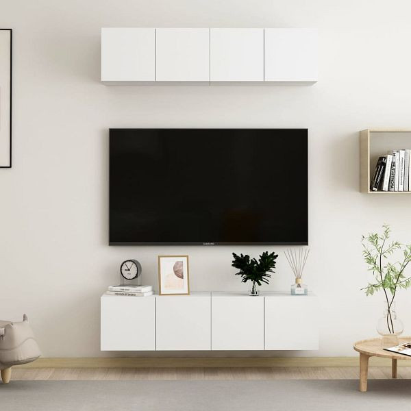 vidaXL TV-Schränke 4 Stück Weiß 60x30x30 cm Holzwerkstoff, 3074450