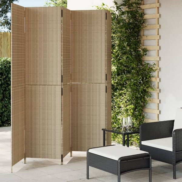 vidaXL Paravent 5-teilig Beige Poly Rattan, 365367, 8721012244092
