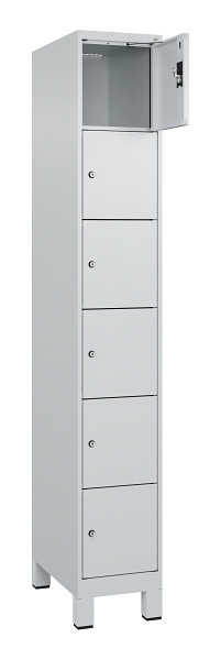 C+P Schließfachschrank Evolo PLUS, mit Füßen, 6 Fächer, 1950x300x500mm, 7035/70, Frontfarbe RAL 7035 Lichtgrau, 049010-106 S10013