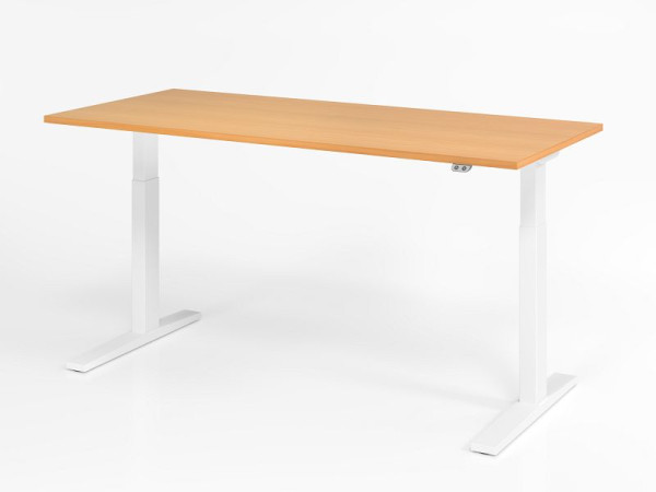 Hammerbacher Schreibtisch XMKA19, 180 x 80 cm, Platte: Buche, 25 mm dick, ABS-Dickkante, Rechteckform, Weiß, VXMKA19/6/W