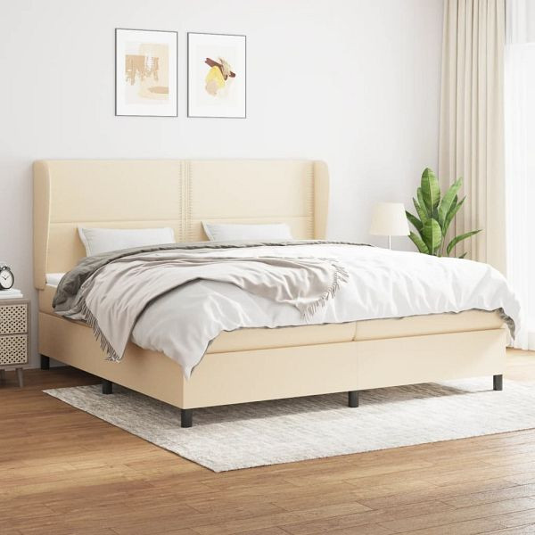 vidaXL Boxspringbett mit Matratze Creme 200x200 cm Stoff, 3127914