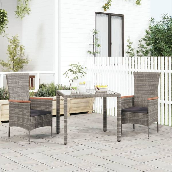 vidaXL Gartenstühle mit Kissen 2 Stück Poly Rattan Grau, 319526