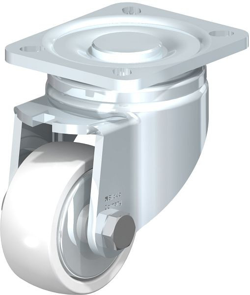 Blickle LH-SPO 75K-FA Stahlblech-Lenkrolle, Schwerlast-Ausführung, mit Anschraubplatte, Polyamid, Weiß, 451146
