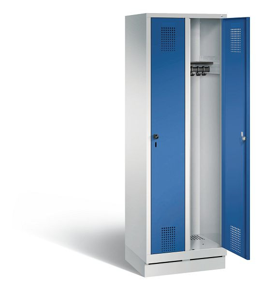 C+P Garderobenschrank Evolo, H1800xB610xT500mm, Farbe: Lichtgrau / Enzianblau, 48020-20 S10014