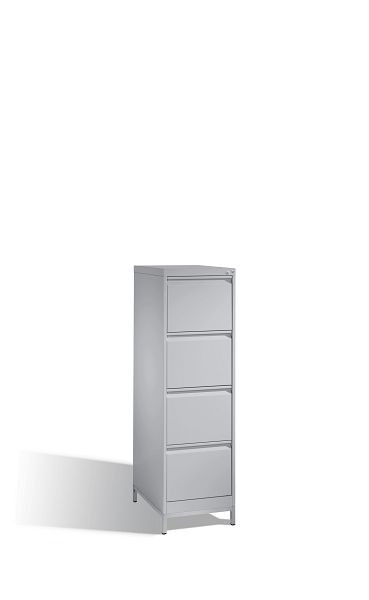 C+P Karteischrank Acurado, H1357xB433xT590mm, Farbe: Weißaluminium, Griffleiste, mit Gestell, 12434-321 S10026