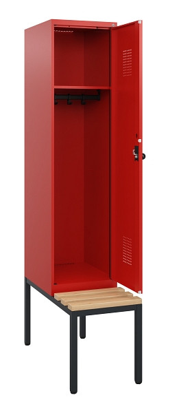 C+P Spind Evolo PLUS, 1 Abteil, 1950x400x815mm, 3020/3020, Drehriegel, Sitzfläche Holz, Sitzbank, 0490505-12 S10034
