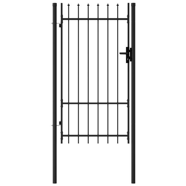 vidaXL Zauntor Einzelflügel mit Speerspitzen Stahl 1 x 1,75 m Schwarz, 145745