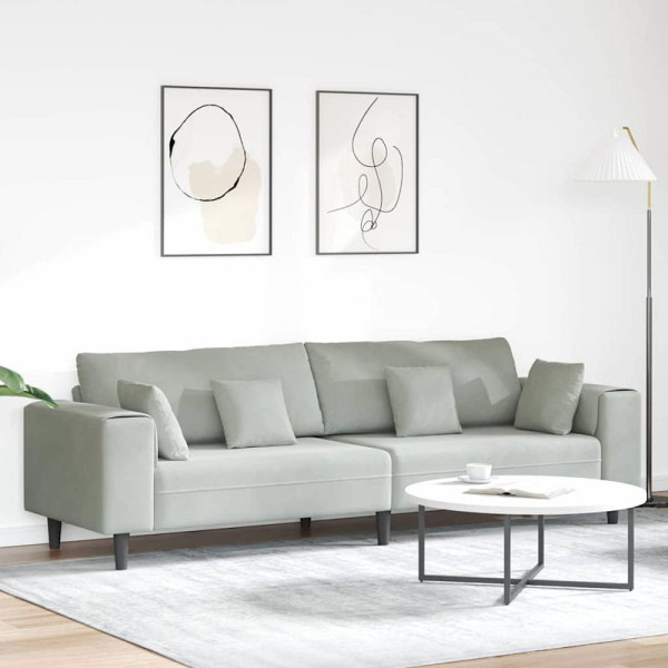 vidaXL Samt Sofa mit Kissen Hellgrau 208 cm Samt, 3335153
