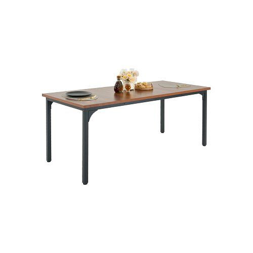 VEVOR Rechteckiger Esstisch 180 cm, braun, für 6–8 Personen, 136,1 kg belastbar, Bauernhausstil mit Eisenbeinen, ZFXCZBKTZMDB9HNXPV0