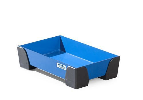 DENIOS Kleingebindewanne WP 5, Stahl pulverbeschichtet, ohne Auflage, Auffangvolumen 5 Liter, 250830
