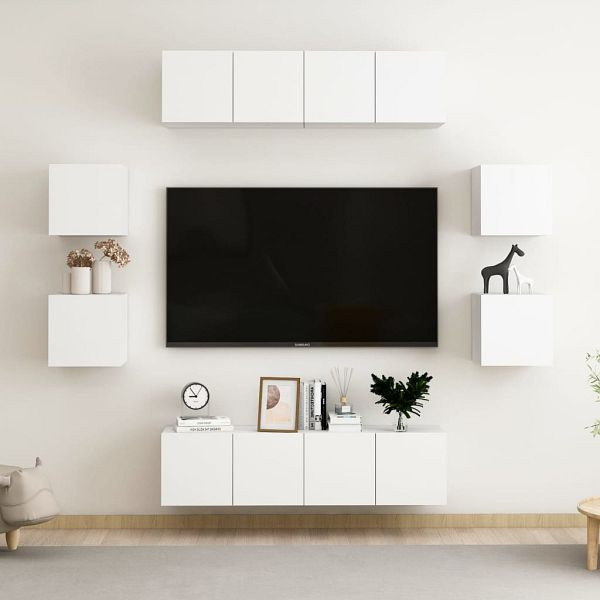 vidaXL 8-tlg. TV-Schrank-Set Weiß Holzwerkstoff, 3074457