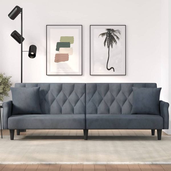 vidaXL Schlafsofa mit Armlehnen Dunkelgrau Samt, 351945