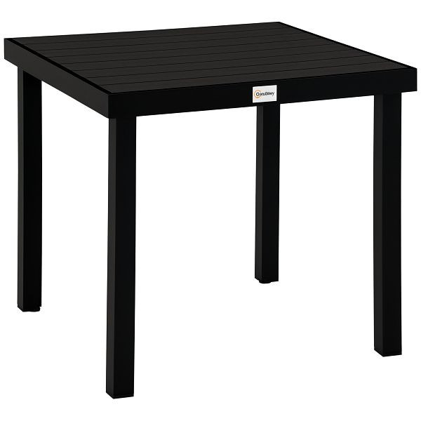 Outsunny Gartentisch für 4 Personen Esstisch Aluminiumtisch Gartenmöbel Loungemöbel pflegeleicht Kunststoff, Schwarz, 84B-918BK