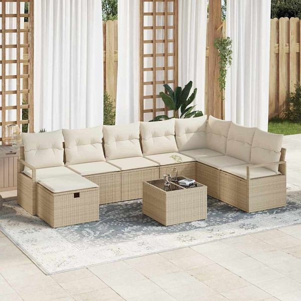 vidaXL Garten-Sofa-Set 8-teilig Beige Poly-Rattan, 3360572