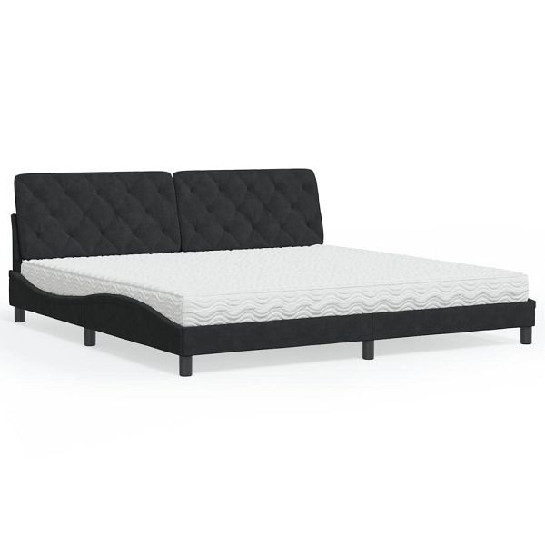 vidaXL Bett mit Matratze Schwarz 200x200 cm Samt, 3208678