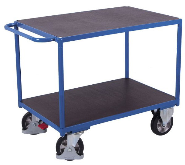 VARIOfit Schwerlast Tischwagen mit 2 Ladeflächen, Ladefläche: 995 x 700 mm, RAL 5010 enzianblau, sw-700.530