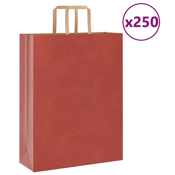 vidaXL Papiertragetaschen 250 Stk. mit Henkeln Rot 32x12x42 cm, 4101984