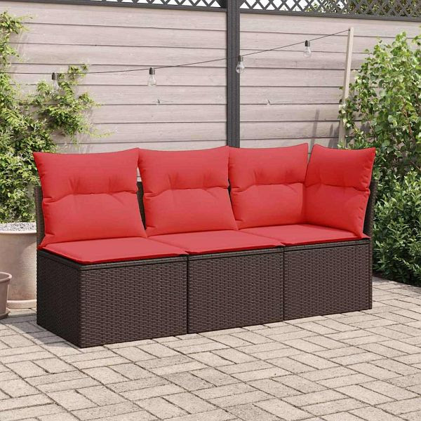vidaXL Garten-Ecksofa mit Kissen Braun Poly-Rattan, 366239