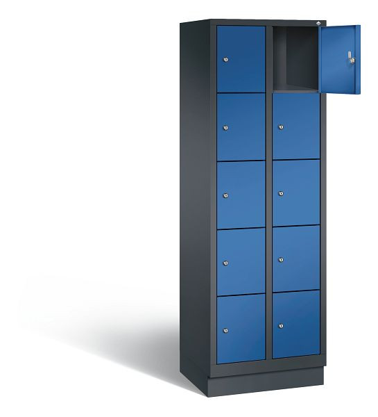 C+P Schließfachschrank Evolo, H1800xB610xT500mm, Farbe: Schwarzgrau / Enzianblau, 48020-205 S10188
