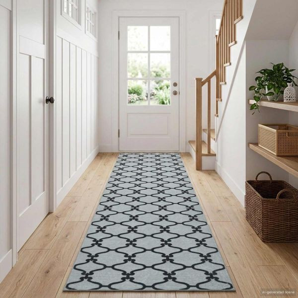 vidaXL Teppichläufer ORIZ 1150 gsm Schwarzes Netzmuster, 42045476