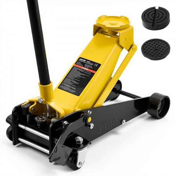 VEVOR Hydraulischer Rangierwagenheber 3t, Flacher Stahlheber mit Einkolben-Schnellhubpumpe & Fußpedal, 13-50cm Hubbereich, DBQJDTZ3TDGBURLE2001V0