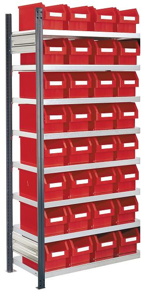 Kappes RasterPlan Anbau-Steckregal mit Lagersichtkästen Mod 12, 2000 x 1000 x 400 mm, AF RAL 7016, Inklusiv 32 x Größe 3, 5203.01.1408