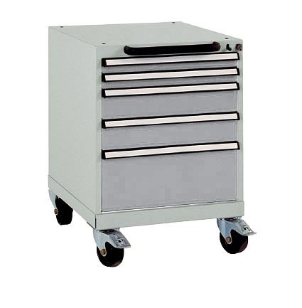 Manuflex Schubfachschrank BASETEC mobil, Nutzhöhe 500 mm mit 5 Schubfächern, in alusilber ähnlich RAL 9006, SP1123.9006