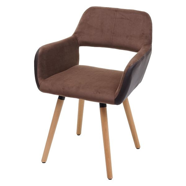 Mendler Esszimmerstuhl HWC-A50 II, Stuhl Küchenstuhl, Retro 50er Jahre Design, Kunstleder/Stoff, hellbraun, helle Beine, 72500