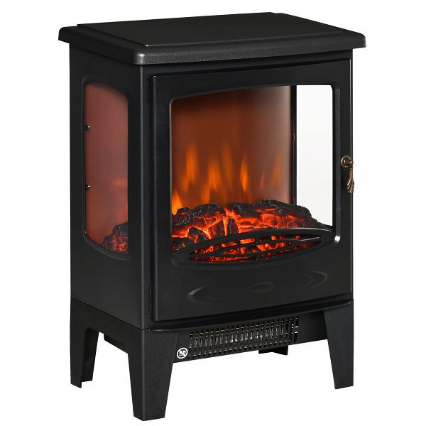 HOMCOM Elektrokamin mit Heizung, 1800 W elektrischer Kamin mit LED Flammeneffekt, 820-222V90BK
