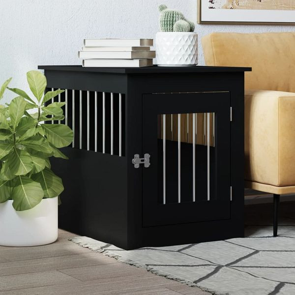 vidaXL Hundekäfig im Möbelstil Schwarz 55x75x65 cm Holzwerkstoff, 838317