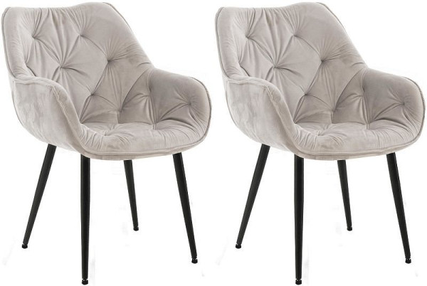 CLP 2er Set Stuhl Tanna Samt, grau, 323974, 4255716317287