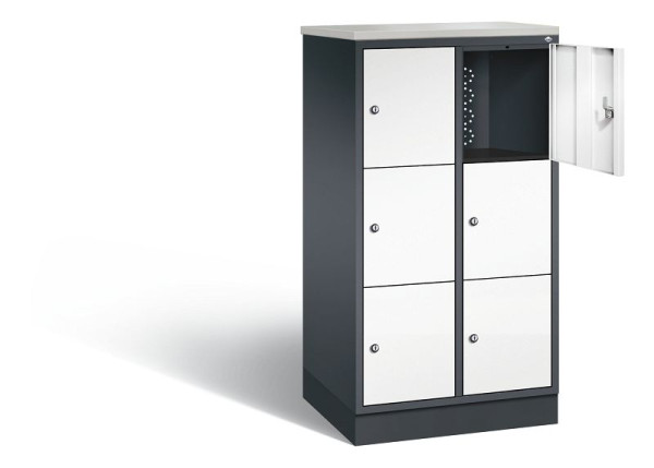 C+P Schließfachschrank Intro, H1255xB620xT490mm, Farbe: Schwarzgrau / Verkehrsweiß, 8573-201 S10238