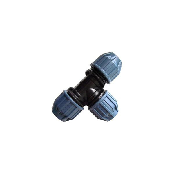 bevo PP Klemme T-Stück 90° 40 mm 16bar Schwarz/Blau DVGW/KIWA/WRAS 706840, 134940