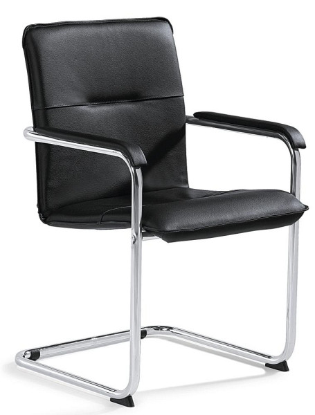 Deskin Besucherschwinger 1, Gestell verchromt, Bezug Echtleder, Farbe schwarz, 134547