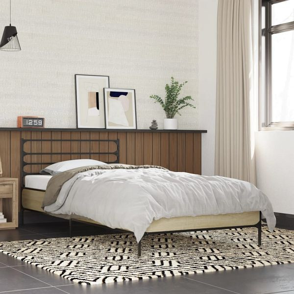 vidaXL Bettgestell Sonoma-Eiche 75x190 cm Holzwerkstoff und Metall, 845623