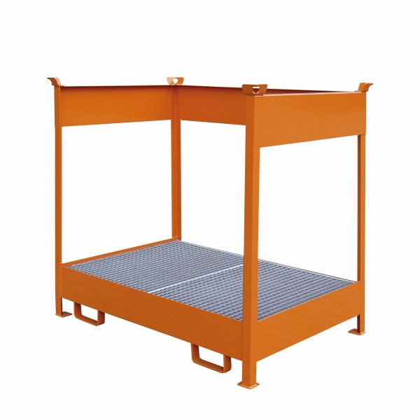Eichinger Industrie Fass-Stapelpalette mit Auffangwanne, 2 x Fässer reinorange, 22630000000000