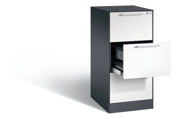 C+P Hängeregistraturschrank Asisto, H1010xB440xT600mm, Farbe: Schwarzgrau / Verkehrsweiß, Bügelgriff, 146245-311 S10113