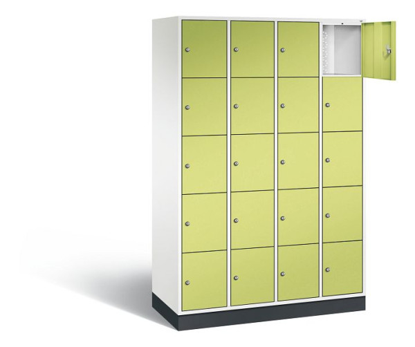 C+P Schließfachschrank Intro, H1950xB1220xT490mm, Farbe: Verkehrsweiß / Viridingrün, 8570-401 S10246