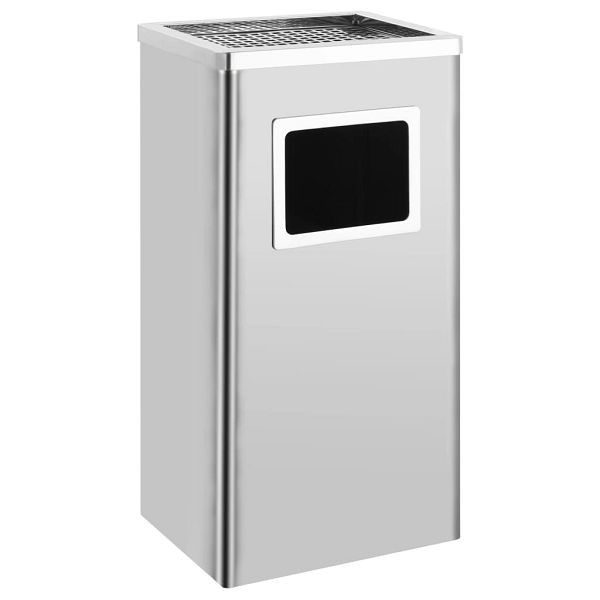vidaXL Mülleimer mit Aschenbecher Hotel 45 L Edelstahl, 51092