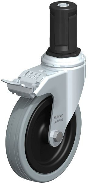Blickle LKRA-VPA 125G-11-FI-ER15 Apparate-Lenkrolle mit Expander & Feststeller, Vollgummi, Grau, 848257