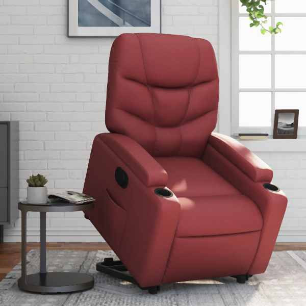 vidaXL Relaxsessel mit Aufstehhilfe Elektrisch Weinrot Kunstleder, 3204676