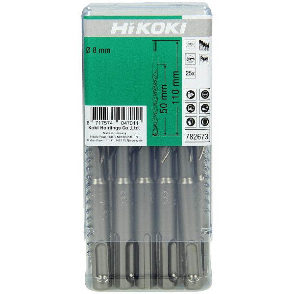 HiKOKI HM-Hammerbohrer SDS-Plus 2-Schneider 8 x 50/110 mm, VE: 25 Stück, 782673