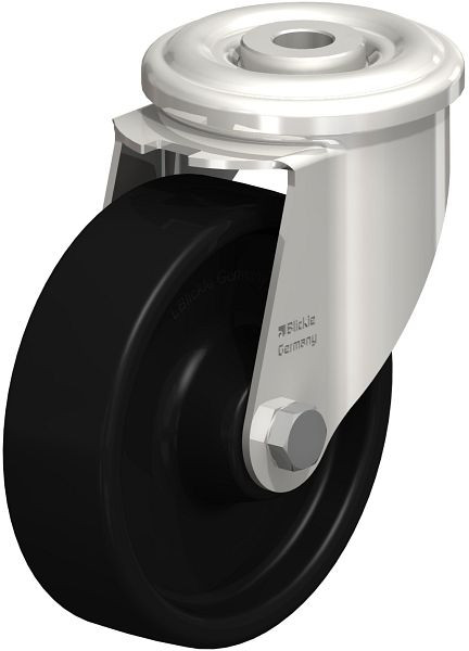 Blickle LIXR-PHN 100G Hitzebeständige Edelstahl-Lenkrolle mit Rückenloch, Phenolharz, Schwarz, 600882