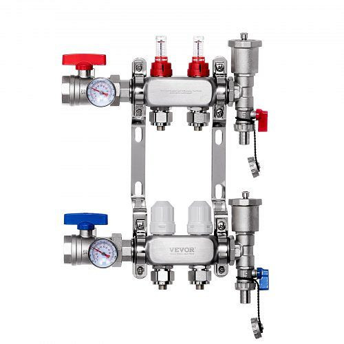 VEVOR 2 Heizkreise Heizkreisverteiler Fußbodenheizung Durchflussanzeiger 5L/min, DRFSQBXG2HLG7E0T8V0