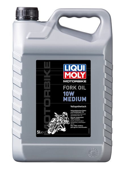 LIQUI MOLY Gabel- und Stoßdämpferöl Motorbike Fork Oil 10W medium, Kanister Kunststoff, VE: 5 Liter, 1606