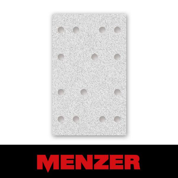 Menzer Klett-Schleifbogen, 115 x 230 mm, 14 Loch, Korn 320, Normalkorund mit Stearat-Beschichtung, VE: 50, 252061320