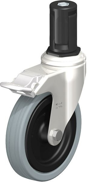 Blickle LKRXA-VPA 125G-11-FI-EXR15 Edelstahl-Apparate-Lenkrolle mit Expander & Feststeller, Vollgummi, Grau, 853277