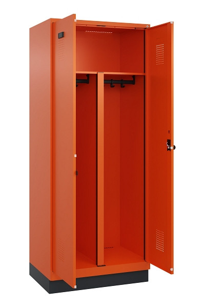 C+P PSA Schwarz-Weiß-Spind Evolo PLUS, mit Sockel, 2 Abteile, 1950x800x500mm, 20, Drehriegel, 049022-22P S10023