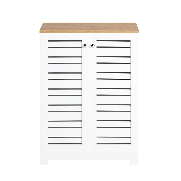 SoBuy Badunterschrank mit 2 Türen Weiß 60x30x82 cm, Rustikal, BZR41-W